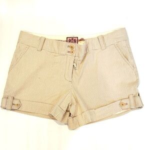 Juicy Couture Y2K Seersucker Shorts Beige White Size 10